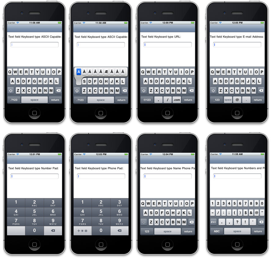 iPhone Keyboard type - UIKeyboardType