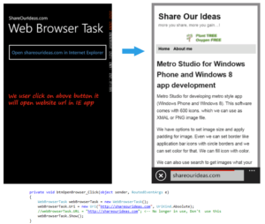 Web Browser Task to open browser (IE) app