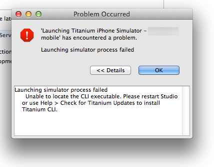 Launching Titanium iPhone Simulator has encountered a problem
