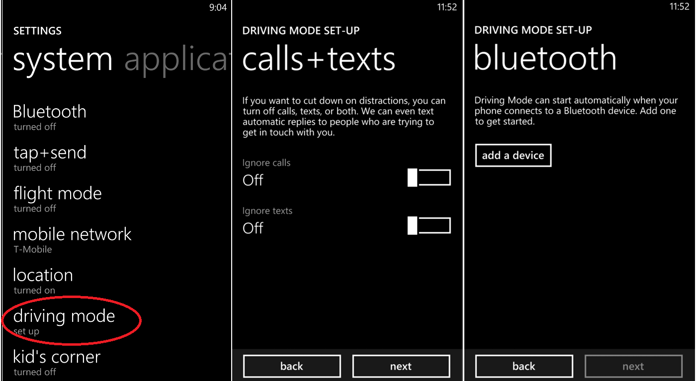Windows Phone 8 GDR3 Driving Mode