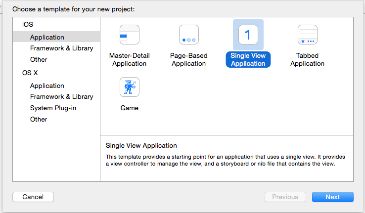 Create Single view Application in Xcode